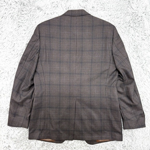 Hart Schaffner Marx Loro Piana Blazer Men's 46L Brown Tartan Plaid 100% Cashmere - Picture 12 of 12